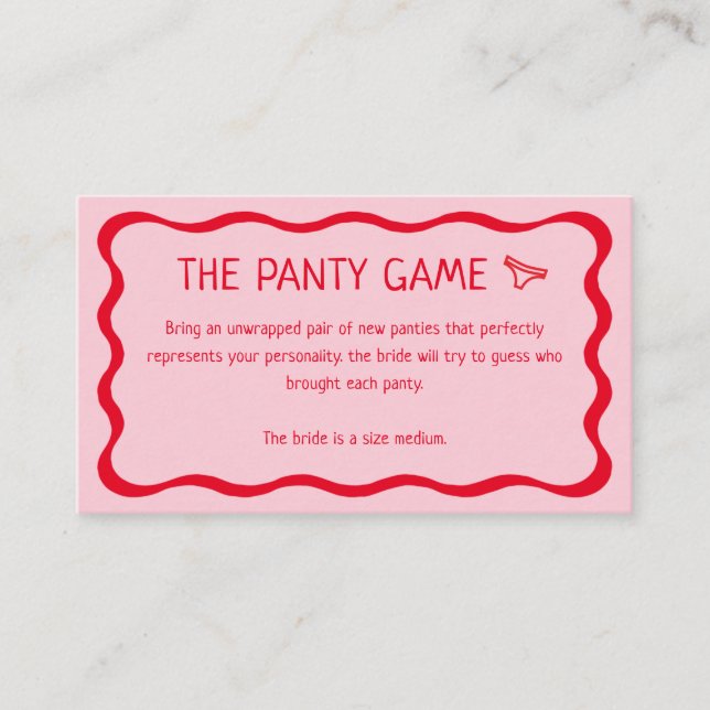 Retro vågig rosa och röd The Panty Game Tilläggskort (Framsida)