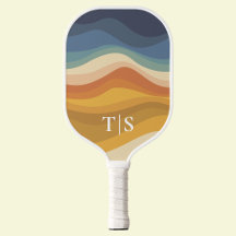 Retro Vågig Solnedgångs Monogram Initialer