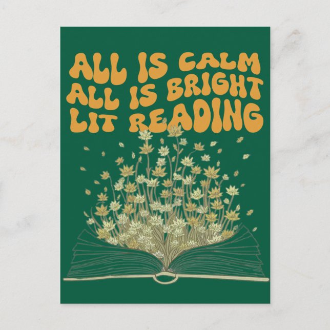 Retro vågig typsnittsstil julblommor läsning  vykort (Framsida)