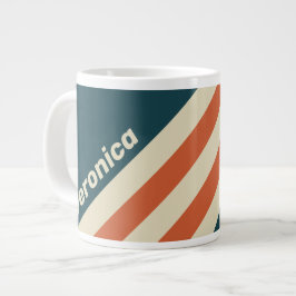 Retro Vågiga Ränder med Namn Jumbo Mugg