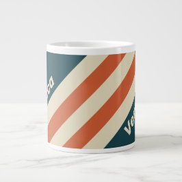 Retro Vågiga Ränder med Namn Jumbo Mugg