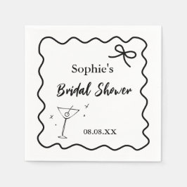 Retro Vågigt Cocktail Napkins - Martini Glass Pappersservett