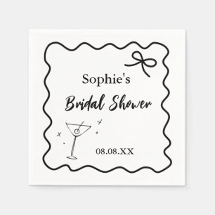 Retro Vågigt Cocktail Napkins - Martini Glass Pappersservett