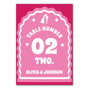 Retro Vågigt fotot för Rosa och Magenta Par Bordsnummer