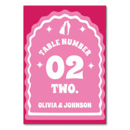 Retro Vågigt fotot för Rosa och Magenta Par Bordsnummer
