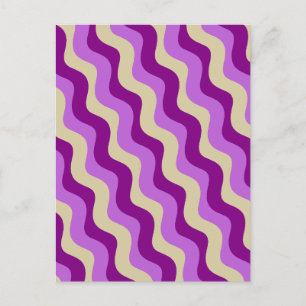 Retro Vågigt Geometric Lila Cream Vykort