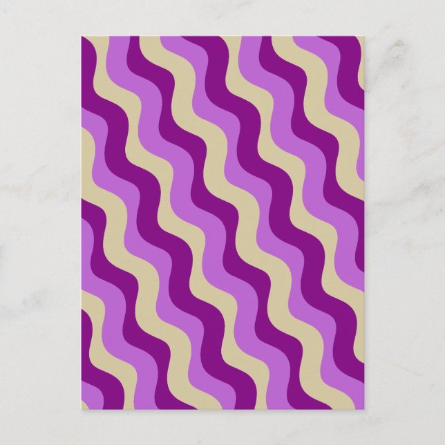 Retro Vågigt Geometric Lila Cream Vykort (Framsida)