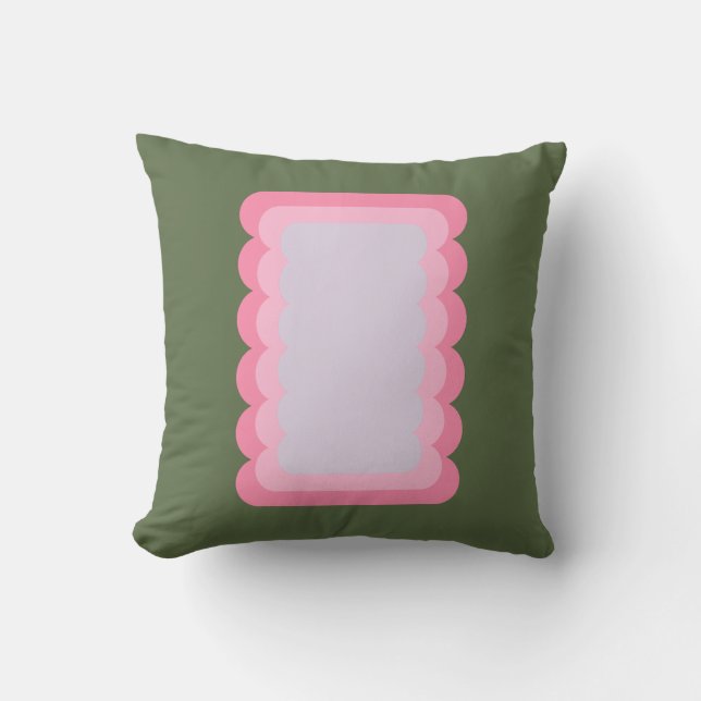 Retro Vågigt Grönt och Rosa för form Kudde (Framsida)