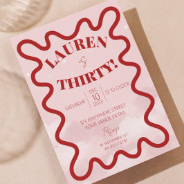 Retro Vågigt inbjudningar till 30års födelsedag-pa