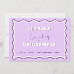 Retro Vågigt Lila Photo Bridesmaid Frieri kort