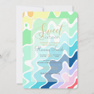 Retro Vågigt Linjer Pastel Rainbow Färg Mönster