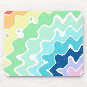 Retro Vågigt Linjer Pastel Rainbow Färg Mönster Musmatta
