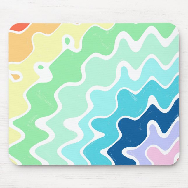 Retro Vågigt Linjer Pastel Rainbow Färg Mönster Musmatta (Framsidan)