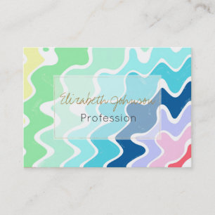 Retro Vågigt Linjer Pastel Rainbow Färg Mönster Visitkort
