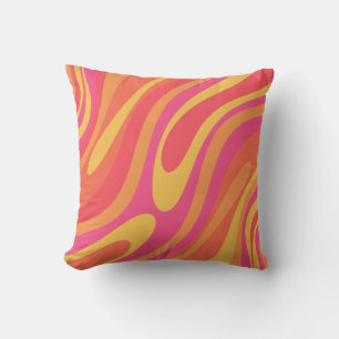 Retro Vågigt Loops Trippy Colorful Abstrakt Mönste Kudde