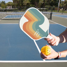 Retro Vågigt Pickleball Paddle Personlig Namn