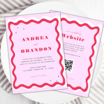 Retro Vågigt Ram QR-kod 70s allt i ett Bröllop in