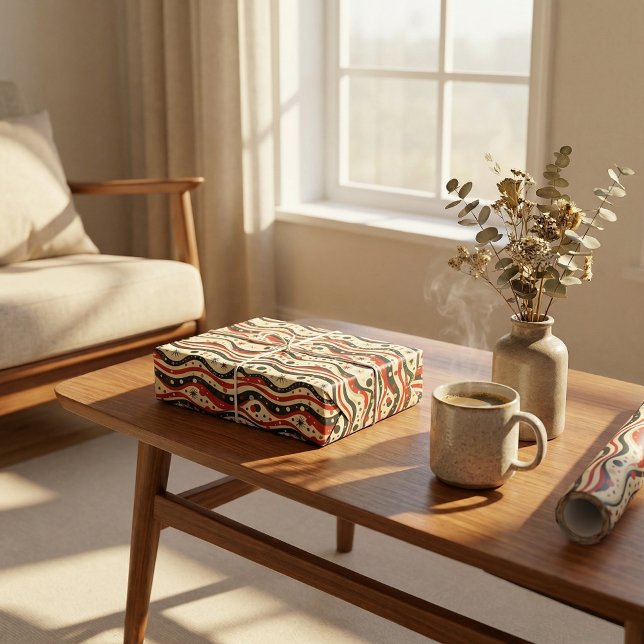 Retro Vågigt Rand Mönster med stjärnor och cirkel Presentpapper (Skapare uppladdad)