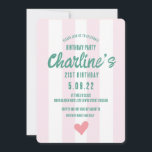 Retro Vågigt Rosa Stripe Handskrift 21St Birthday Inbjudningar<br><div class="desc">Retro Vågigt Rosa Stripe Handskrift 21St Birthday</div>