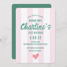 Retro Vågigt Rosa Stripe Handskrift 21St Birthday