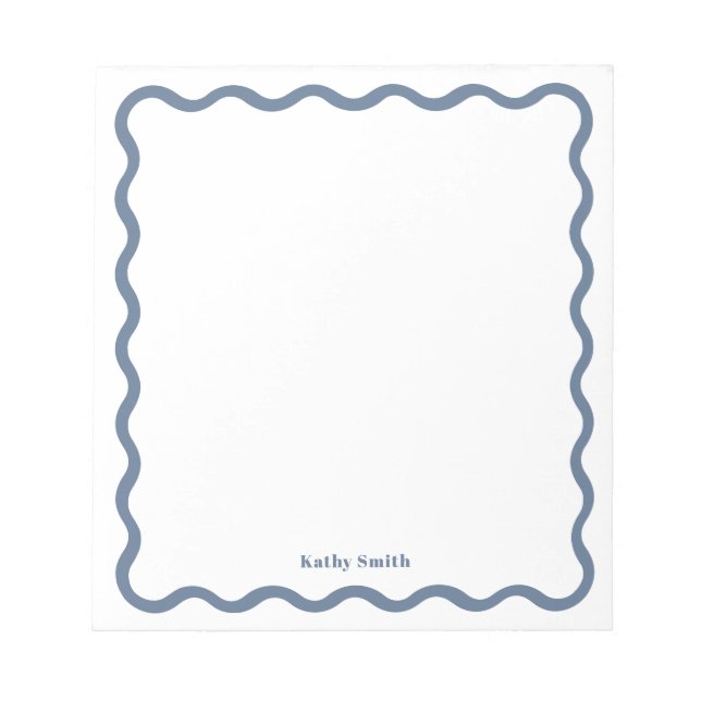 Retro Vågigt Snyggt Blue Personlig Stationery Anteckningsblock (Framsida)