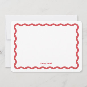 Retro Vågigt Snyggt Red Personlig Stationery Anteckningskort
