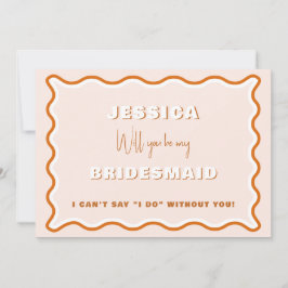Retro Vågigt Terracotta Photo Bridesmaid Frieri Inbjudningar