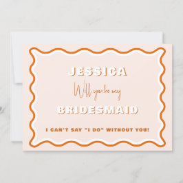 Retro Vågigt Terracotta Photo Bridesmaid Frieri Inbjudningar