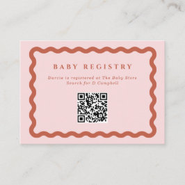 Retro Vågigt terracotta Ram Baby register QR-kod Tilläggskort