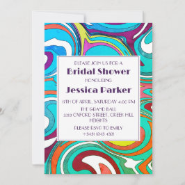 Retro Vågigt unik färgstark Möhippa Inbjudningar