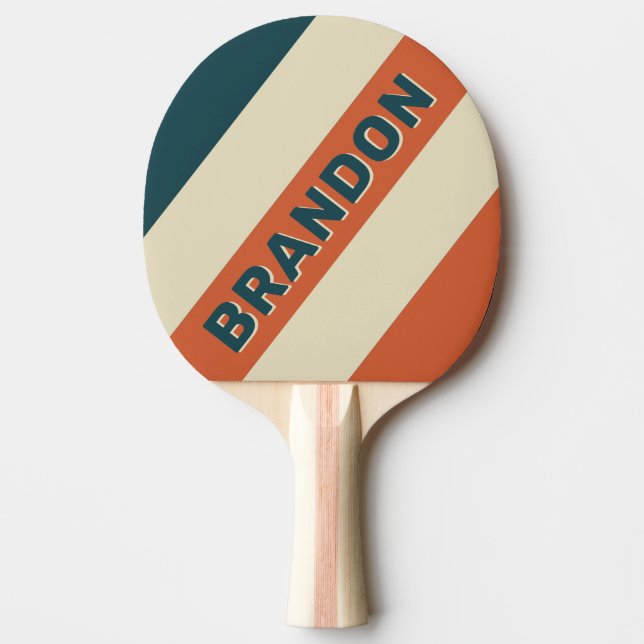 Retro Vågmodiga Ränder med Namn Pingisracket (Framsidan)