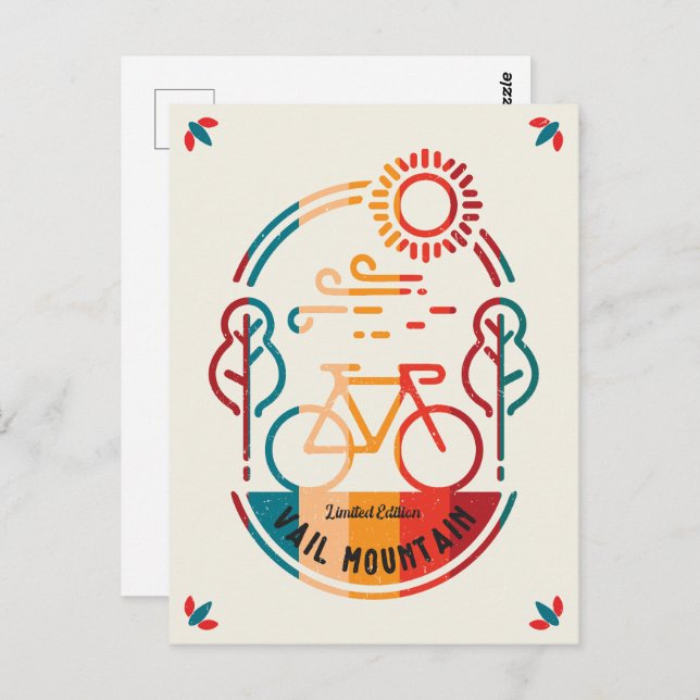 Retro Vail Mountain Bike Trail. Vykort (Fram/baksida)