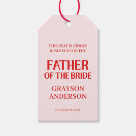 Retro valentin bröllopsfest Röd Rosa Presentetikett