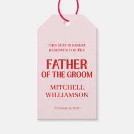 Retro valentin bröllopsfest Röd Rosa Presentetikett