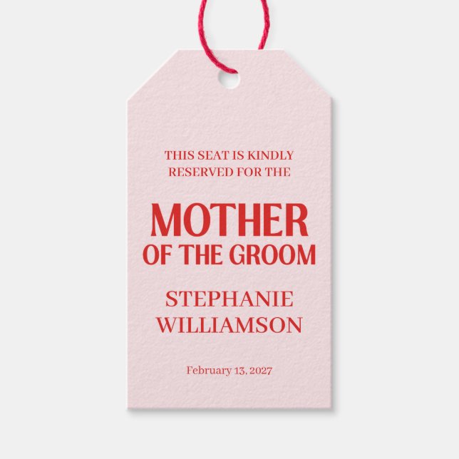 Retro valentin bröllopsfest Röd Rosa Presentetikett (Framsidan)