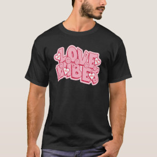 Retro Valentindagen Kärlek Vibes Lycklig Ansikte R T Shirt