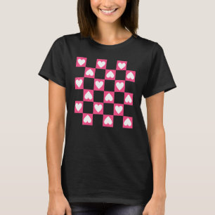 Retro Valentindagen Rosa Hjärtstyrd katjon T Shirt