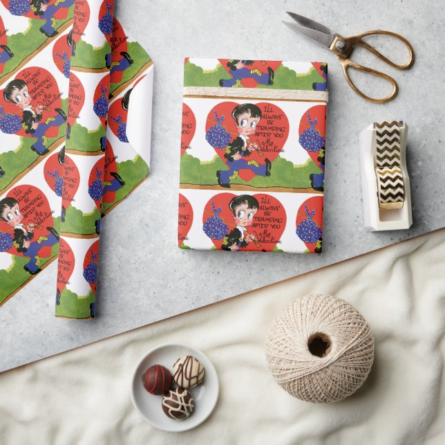 Retro Valentindagen, Vintage Hobo Boy Heart Presentpapper (Hantverk)