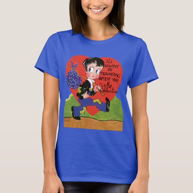 Retro Valentindagen, Vintage Hobo Boy Heart T Shirt (Framsida)