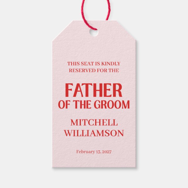 Retro Valentine Bridal Shower Red Pink Presentetikett (Framsidan)