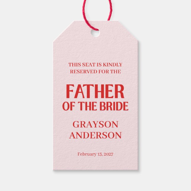 Retro Valentine Bröllopsfest Röd Rosa Presentetikett (Framsidan)