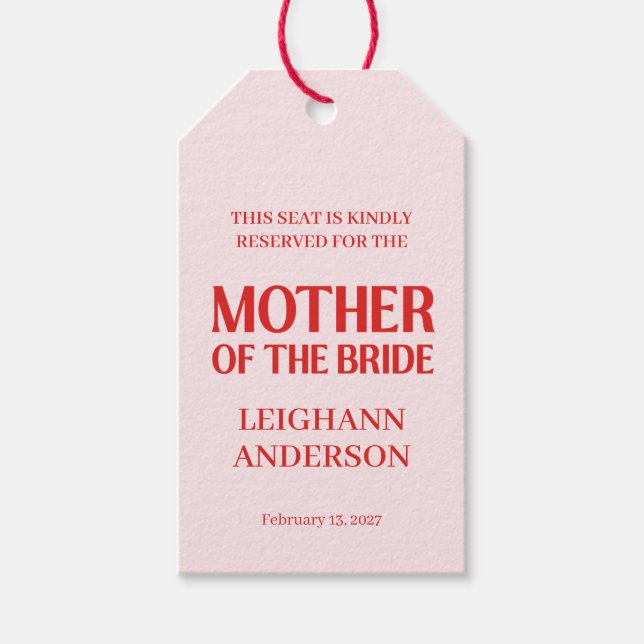 Retro Valentine Bröllopsfest Röd Rosa Presentetikett (Framsidan)