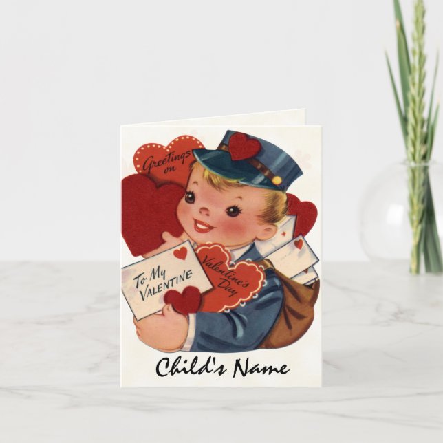 Retro Valentine Card-för barn Helgkort (Framsida)