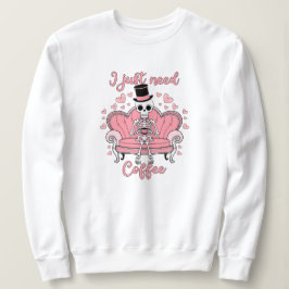 Retro Valentine Day Skeleton Coffee Drinker T Shirt