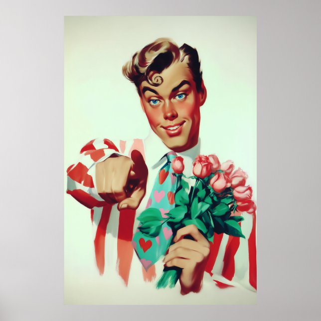 Retro Valentine Flirty Guy Poster (Framsidan)