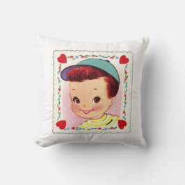 Retro Valentine Girl and Boy Kudde