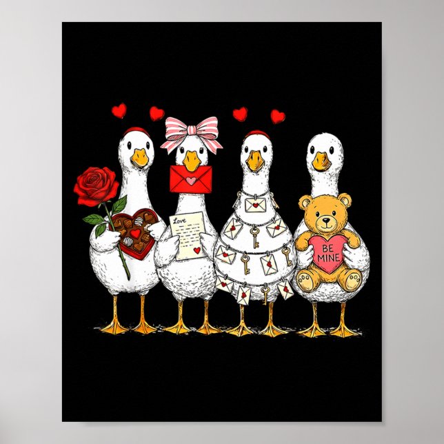 Retro Valentine Goose Funny Nk Coquette Love Silly Poster (Framsidan)
