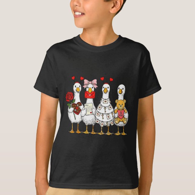 Retro Valentine Goose Funny Nk Coquette Love Silly T Shirt (Framsida)