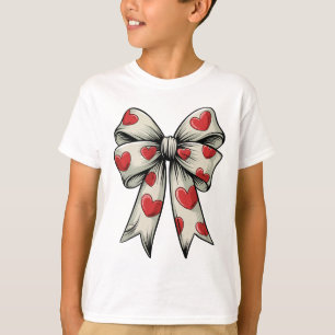 Retro Valentine Heart Coquette Bow for Women Girls T Shirt
