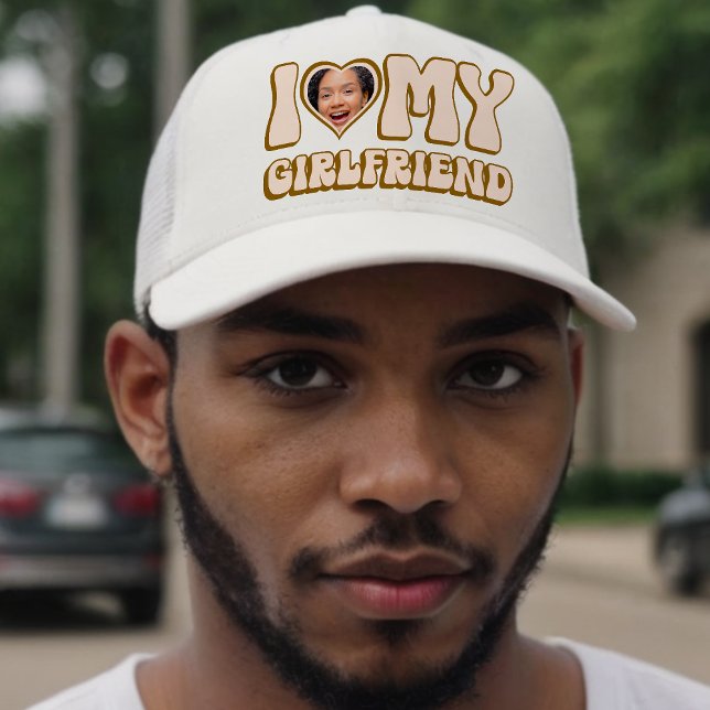 Retro Valentine Heart Photo I Kärlek Min flickvän Keps (Skapare uppladdad)